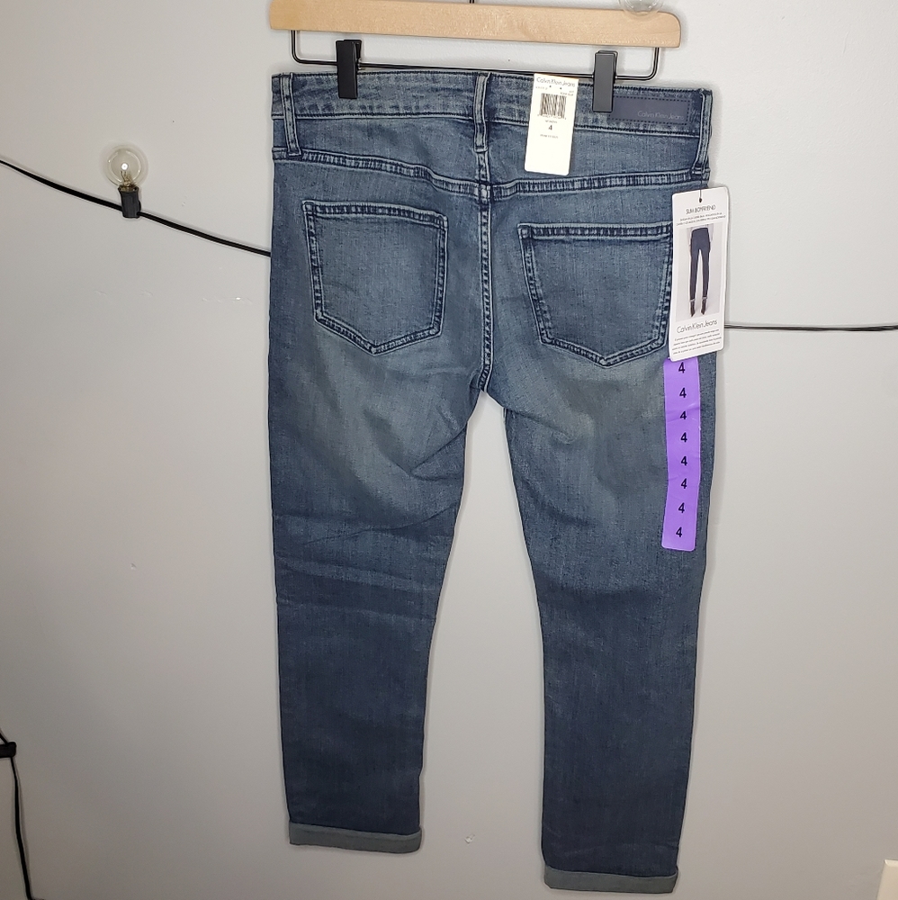 HP Calvin Klein Slim Boyfriend NWT Jeans Tony Blue - Picture 6 of 8